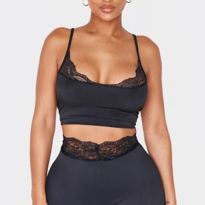 Shape Black Sculpt Lace Trim Cami Top