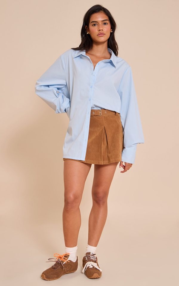 617592e4234d3500b4b6a1b08a47adb7e3e47e03_CNM0628_4_camel_faux_suede_pleated_mini_skirt