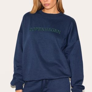 Navy Oversized Copenhagen Embroidered Sweatshirt