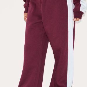 Petite Burgundy Stripe Detail Joggers