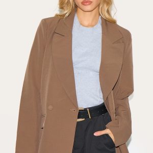 Mushroom Double Breasted Oversized Boxy Fit Blazer