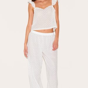 White Broderie Frill Long Pj Set