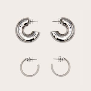 Silver Chubby Hoop Multipack