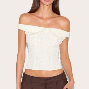 Almond Peach Skin Bardot Long Top