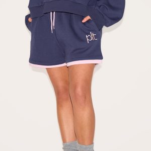 Plus Navy Plt Sweat Short