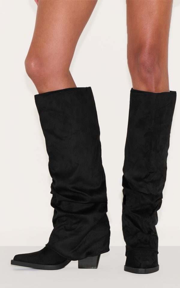 6456c937fdf85fc4d8753afaa33259b18ad015b9_CNL6666_5_black_faux_suede_point_toe_fold_over_block_heel_knee_high_boots