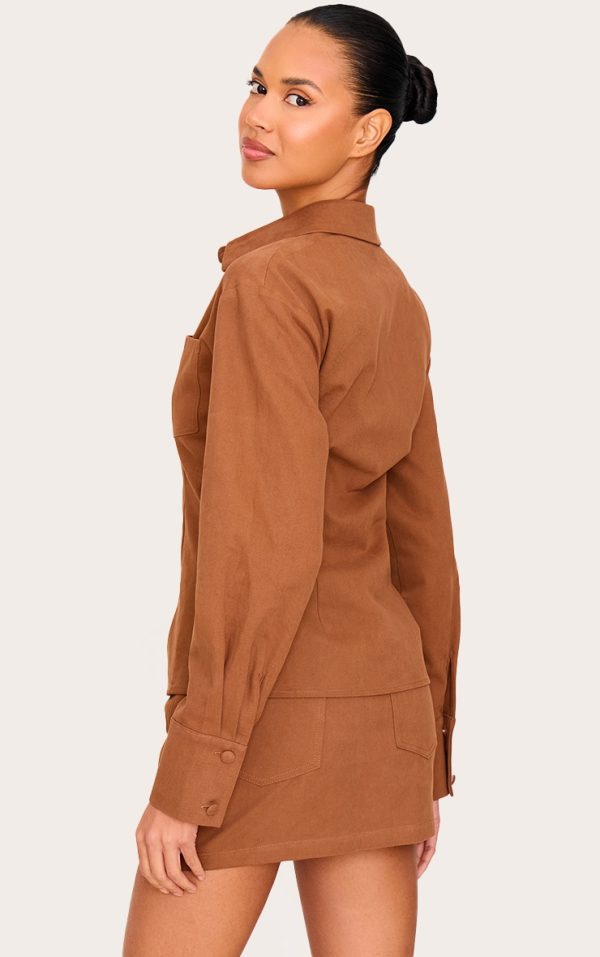 65882e6a829dd77081540deed788a48cf7ae5734_CNL6537_2_tan_twill_button_up_cinched_waist_shirt
