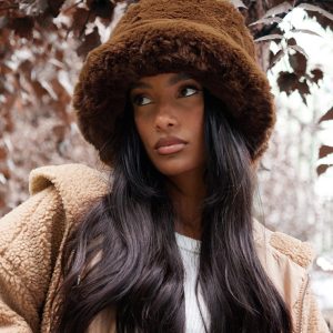 Chocolate Soft Faux Fur Oversized Hat
