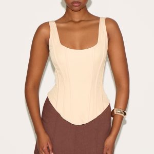 Lemon Boned Dip Hem Longline Corset