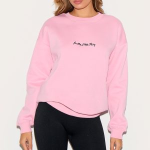 PRETTYLITTLETHING Baby Pink Basic Oversized Sweatshirt