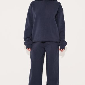 Navy Premium Interlock Straight Leg Joggers