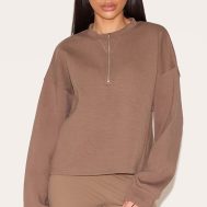 66de3d2994074d4eca31b466d32e13d0b62f0662_CNM9008_1_petite_mushroom_quarter_zip_up_sweatshirt