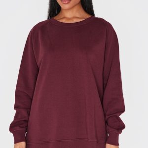 Burgundy Premium Fleeceback Longline Sweatshirt