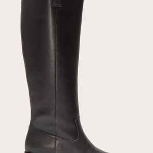 Black Black Pu Point Toe Western Knee High Boots