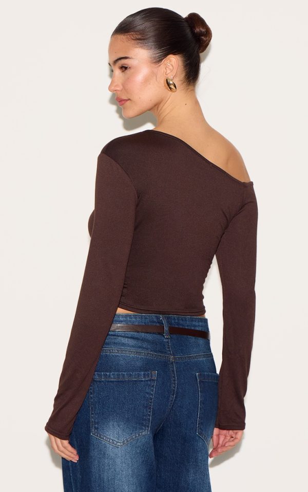 673038b714ca6b2f916016f44cad16201b4bba9e_CNM2406_2_chocolate_cotton_asymmetric_fitted_long_sleeve_top