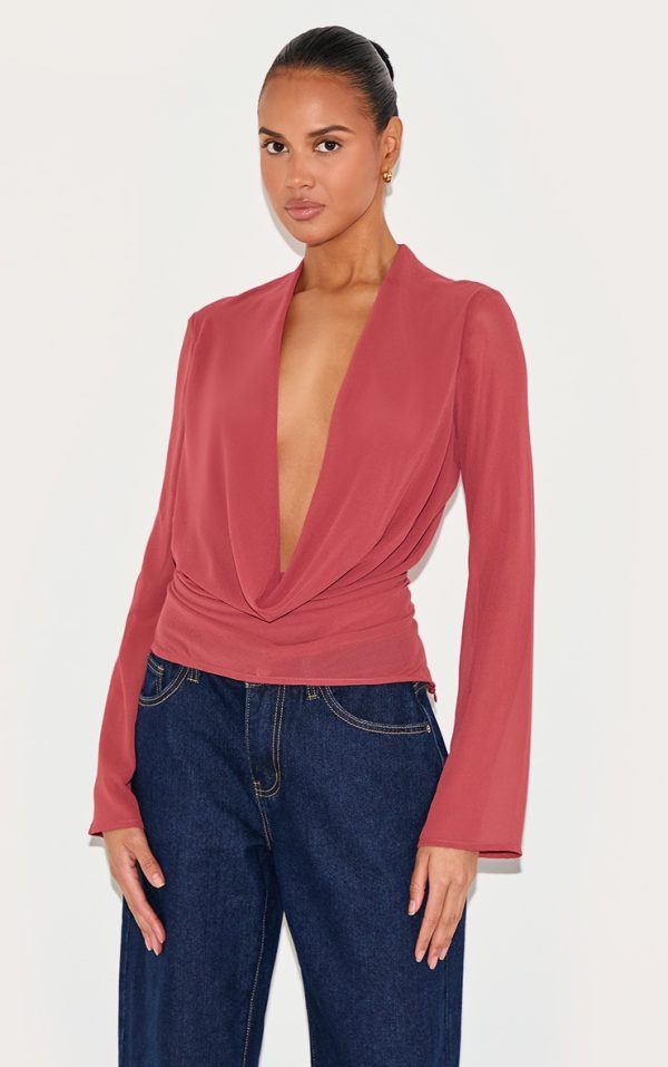 673262dff0e5932db67a37abe085bddf66b36f8c_CNL9825_1_blush_rose_chiffon_printed_long_sleeve_sheer_cowl_blouse-1