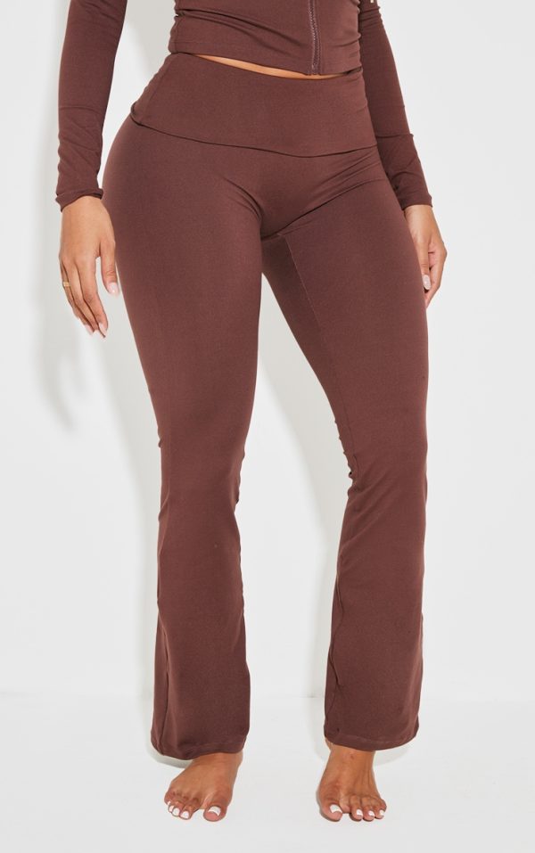 67668d5831dc0e8d01d3987a0dfc47a486027082_CNK4936_2_shape_brown_stretch_sculpted_foldover_waist_flare_trousers