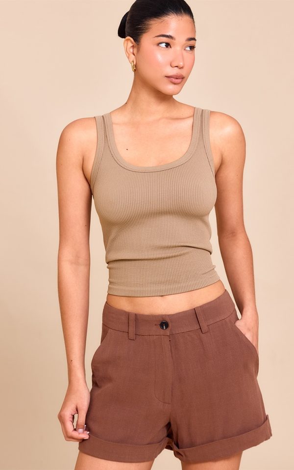 6772caafa26cbc3bc96445dcab886c8ed8367678_CNM6724_4_chocolate_tailored_linen_look_shorts