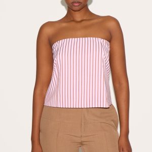 Candy Pink Striped Boxy Bandeau Top