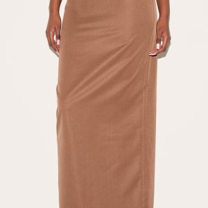 Mushroom Tailored Woven Straight Maxi Skirt