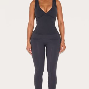 Shape Charcoal Sculpt Active Fold Over Waist Split Front Leggings
