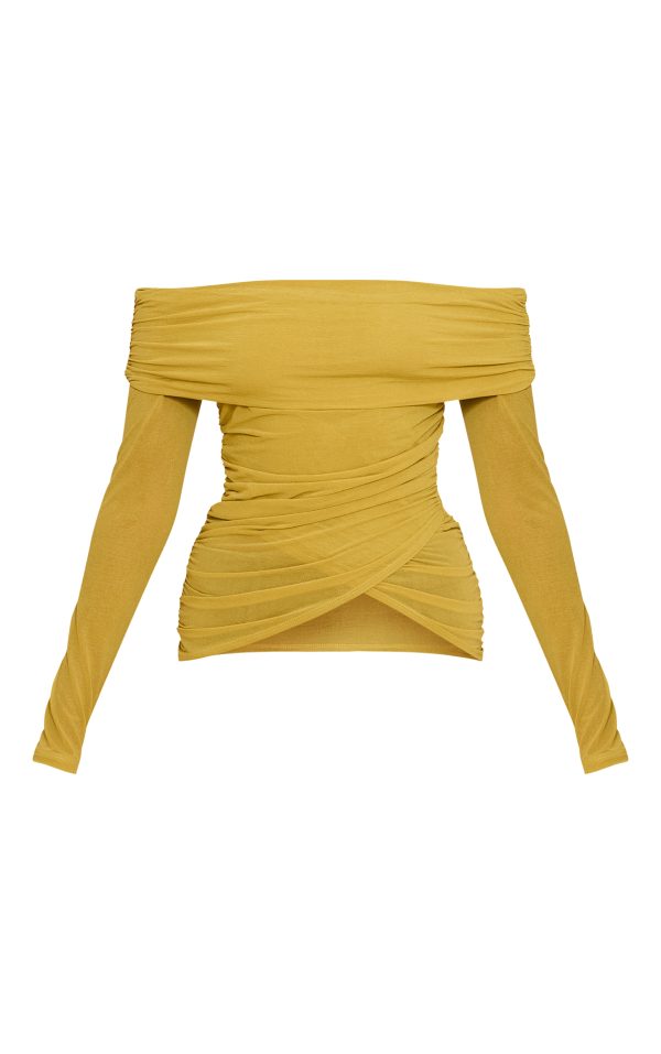 686e76528d31a61b3693ece63acc56227c46fae7_CNN0208_5_olive_stretch_chiffon_ruching_bardot_detail_long_sleeve_top
