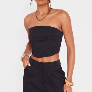 Black Woven Tailored Corset