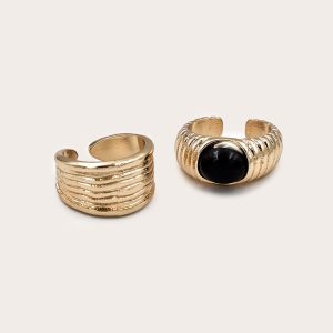 Gold Double Ring Ribbed Multipack