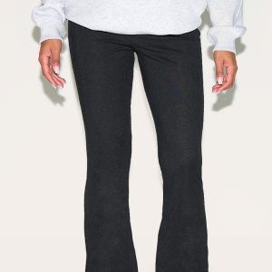 Maternity Black Ribbed Flared Leggings