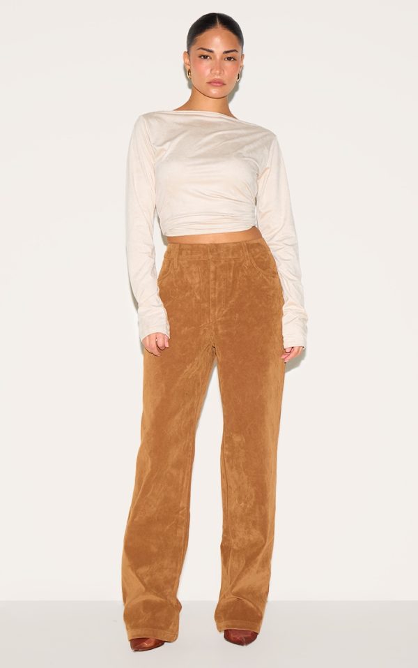 68b74bae538dba0b7d2cc24a15999771bcfc22ad_CNL8398_1_petite_deep_tan_faux_suede_mid_rise_straight_leg_trousers