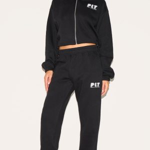 PRETTYLITTLETHING Black Oversized Cuffed Joggers