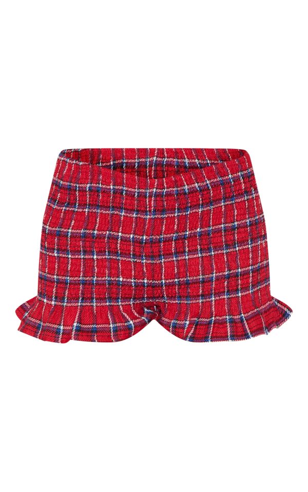 68ebe275ed642bd89bbd466dea3521b6bb26f9b6_CNL9324_6_red_checked_print_shirred_frill_hem_mini_shorts