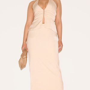Shape Pebble Woven Tailored Highwaisted Maxi Skirt