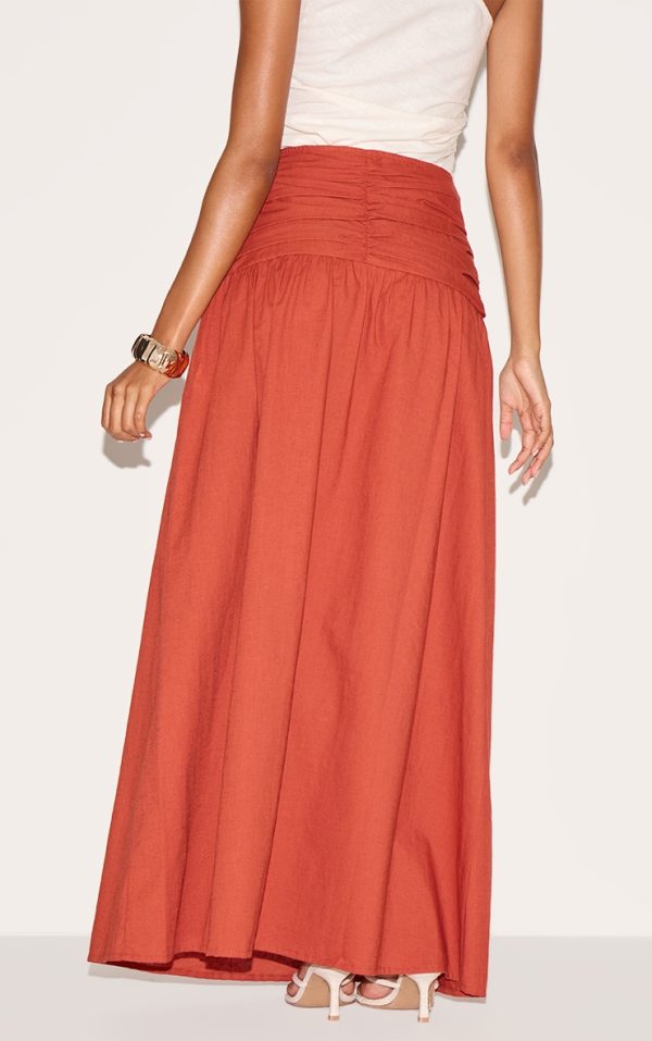 699115c30e800b09f4b32d848455a25c8bb76fff_CNM3429_3_rust_stripe_cotton_ruched_waist_maxi_skirt