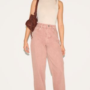Washed Pink Turn Up Hem Jeans