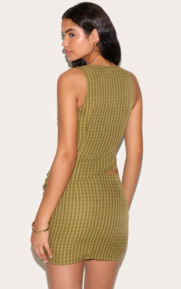 69a857b057f51565f7dab1869cd8ba31d8068ce1_CNM4530_2_tall_moss_green_check_squre_neck_ruched_top