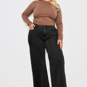 Plus Washed Black Low Rise Washed Boyfriend Jeans