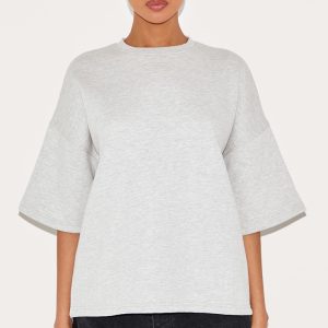 Ash Grey Premium Oversized Boxy Short Sleeved Sweatshirt