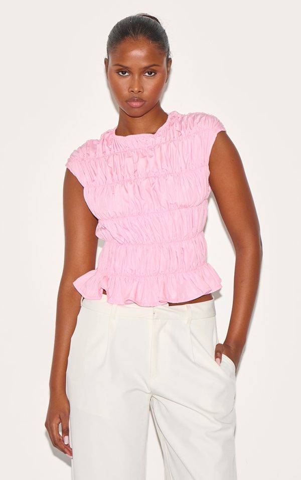 6b8279106789231d3166cc0b980dead1d2e30f9b_CNL9790_1_pink_shirred_boatneck_fitted_top