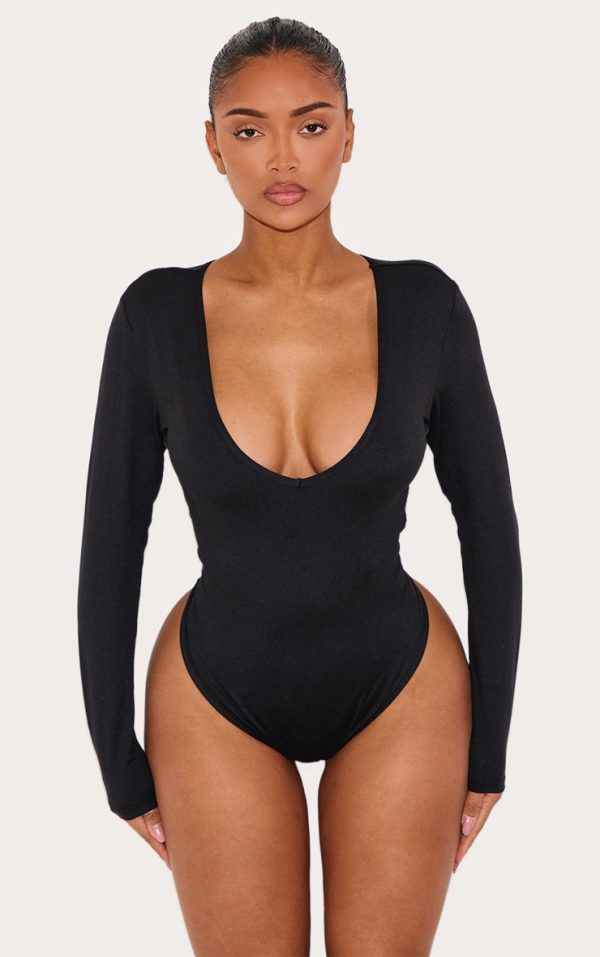 6b90fcffa02b4944719cd54f3de26aaa1ead547d_CNJ7813_2_shape_black_sculpted_v_neck_long_sleeve_bodysuit