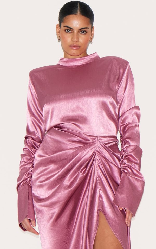 6bd29f6e907499d3024a1e7db355a8d44e54dee1_CNM0378_4_plus_deep_rose_high_neck_ruching_detail_satin_midi_dress