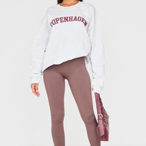 Ash Grey Printed Oversized Copenhagen Sweatshirt