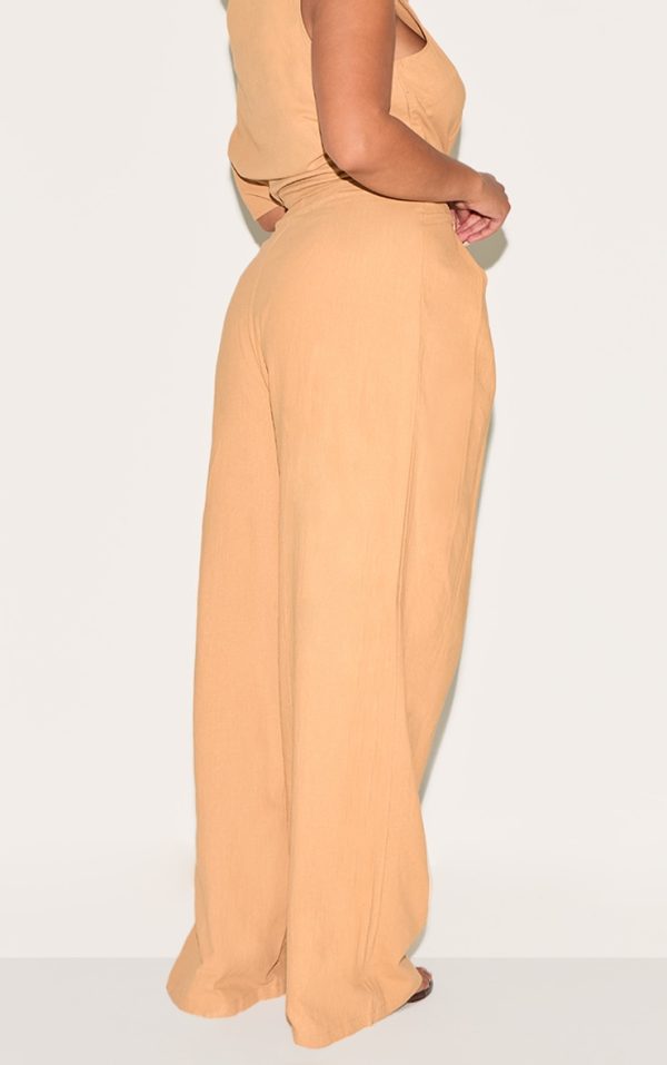 6cb60a115d827e14ee96ac2406c9e04790132987_CNM6340_3_shape_olive_linen_highwaisted_pleated_wide_leg_trousers
