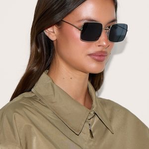 Silver Metal Frame Square Sunglasses