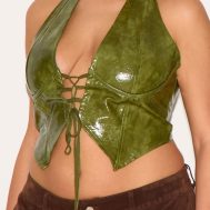 6ceb7aad1f3e936cc7eddb47f094165c5eb0dd12_CNE0792_4_plus_olive_washed_faux_leather_lace_up_plunge_halterneck_top