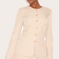 6d610dac86fdf4bdda27ccef724439e49d8482a0_CNM0403_1_clay_gold_trim_cinched_waist_blazer