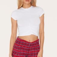 6dbf16986d1f97daa6f3357e08388f7bfe68622a_CNL9324_4_red_checked_print_shirred_frill_hem_mini_shorts