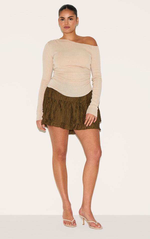 6dc65ca28e1e017c61cf0db70490022dcbc956ba_CNM2013_1_plus_khaki_crinkle_woven_dropped_waist_frilly_mini_skirt