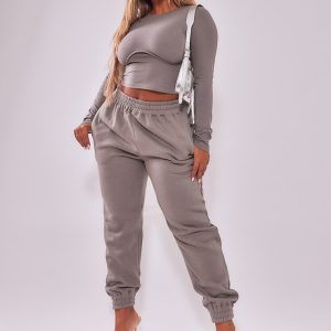 Shape Charcoal High Waisted Cuffed Joggers
