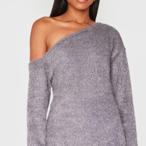 Charcoal Slouchy Textured Oversized Jumper